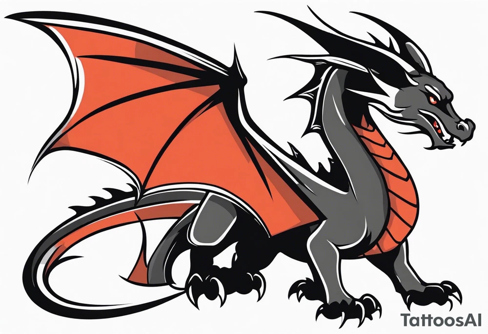 Dragon in color minimalism tattoo idea