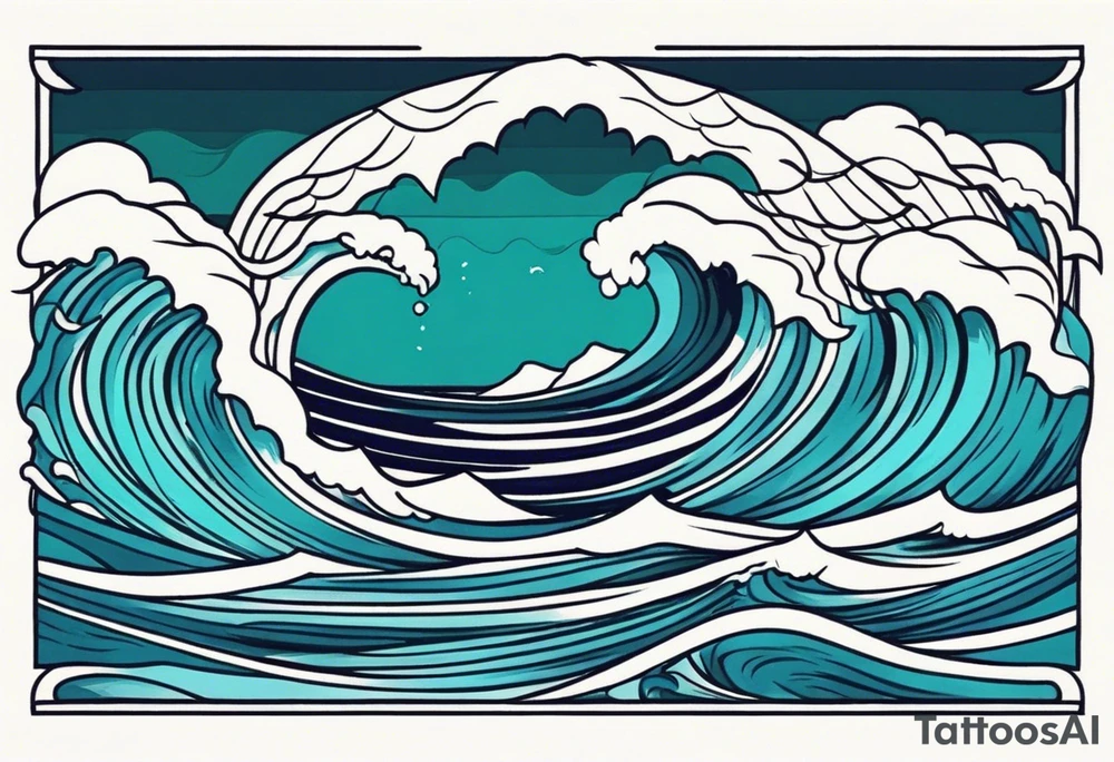 ocean waves tattoo vintage traditional simple and bold colors
within borders tattoo idea