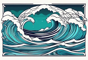 ocean waves tattoo vintage traditional simple and bold colors
within borders tattoo idea