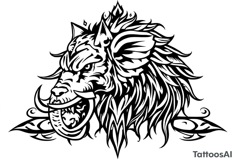 Wolf and an elephant tattoo idea