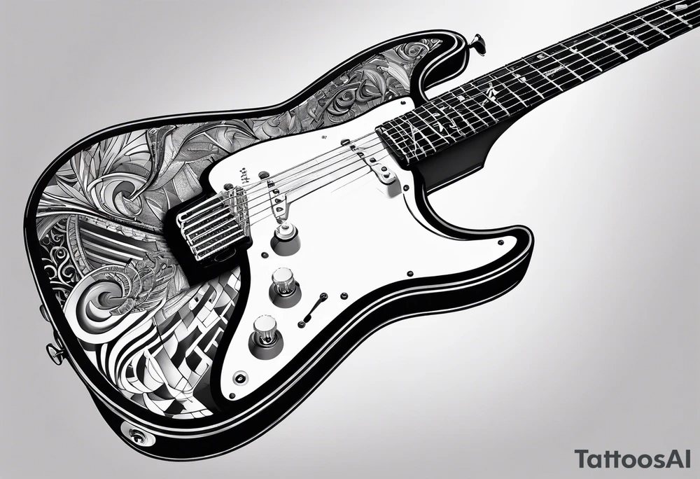 electric guitar with distorted signal coming out of it tattoo idea