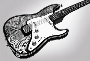 electric guitar with distorted signal coming out of it tattoo idea