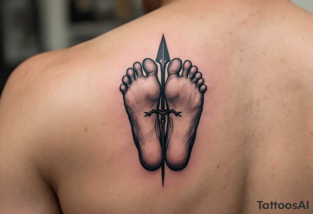 barefoot behind trident tattoo idea