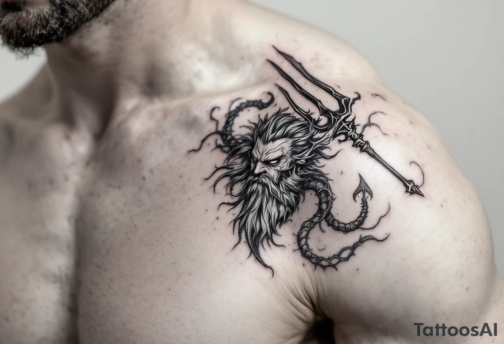 poseidon with trident tattoo idea