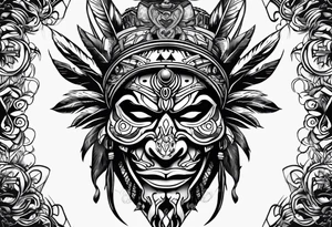 Witch doctor mask flip face tattoo idea