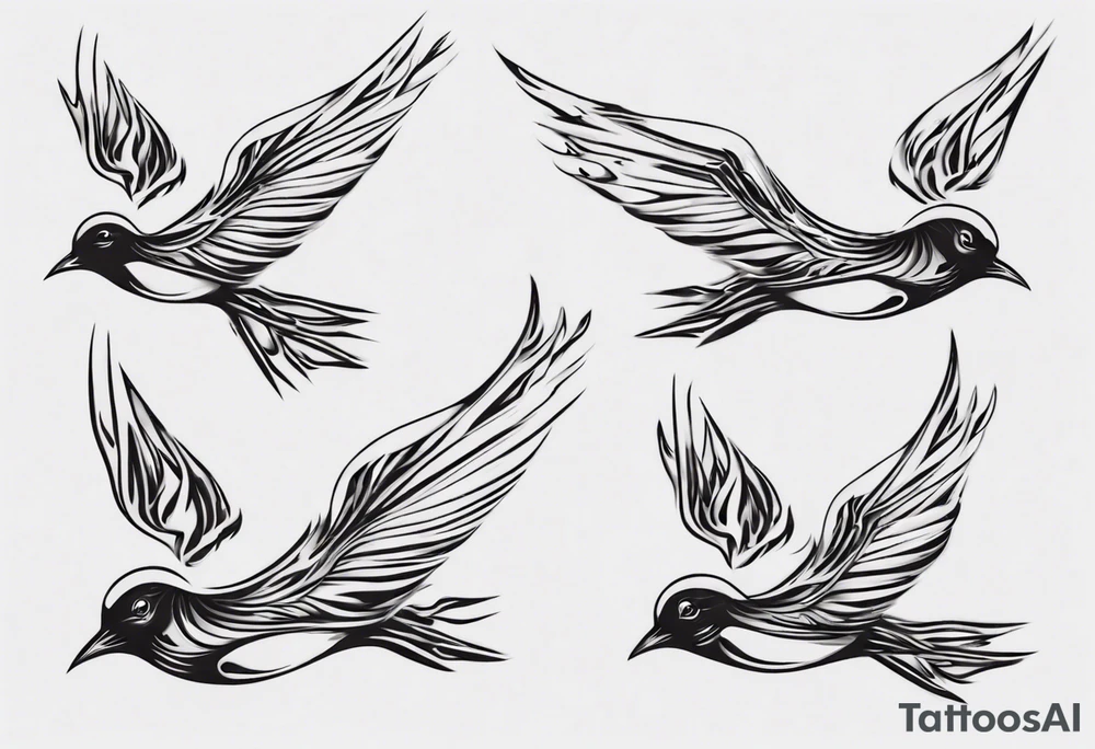 Three birds flying different sizes tattoo idea
