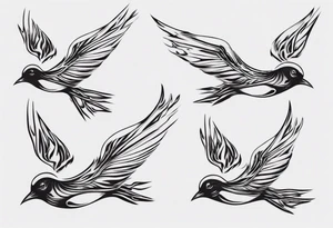 Three birds flying different sizes tattoo idea