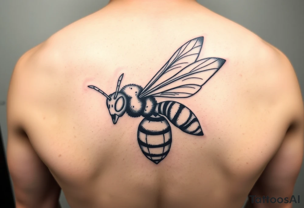 Angry hornet flying with arched body tattoo idea