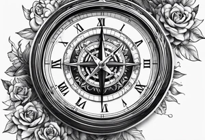 compass and clock tattoo idea