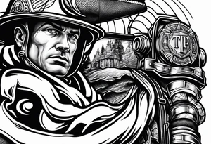 Firefighter in the famous atlas titan pose tattoo idea