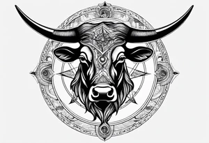 TAURUS BULL COMPASS tattoo idea