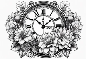 Flowers and clock tattoo idea