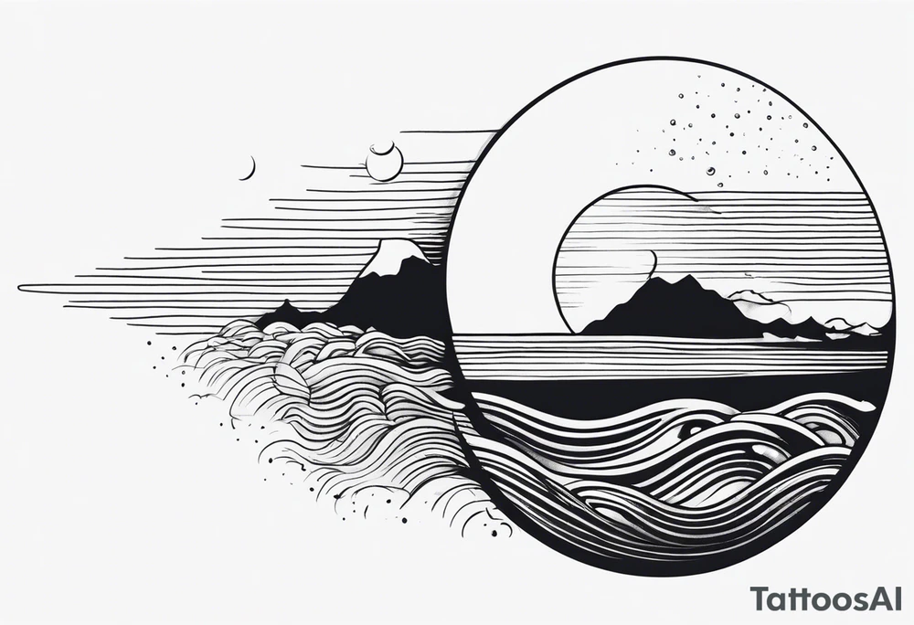 Half sun with water at the bottom tattoo idea