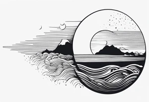 Half sun with water at the bottom tattoo idea