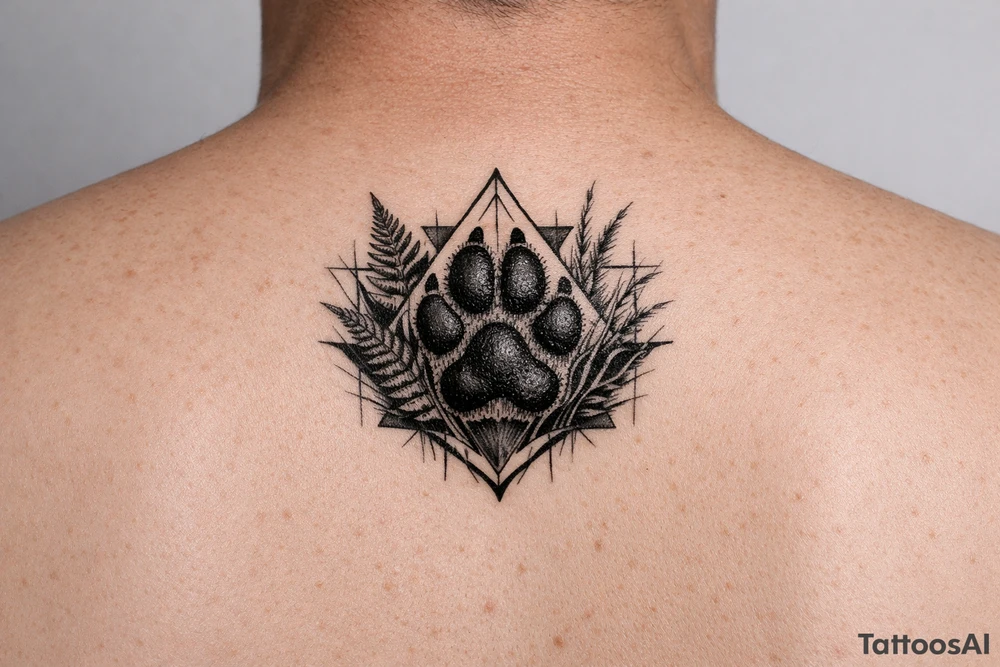 Kapradí, traviny, geometrie, otisk packy psa tattoo idea