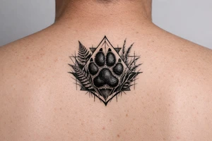 Kapradí, traviny, geometrie, otisk packy psa tattoo idea