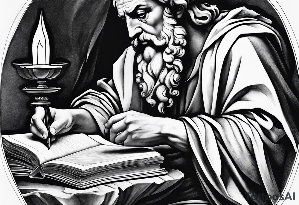 Caravaggio painting of Saint Jerome tattoo idea