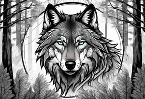 Forest in wolf body tattoo idea