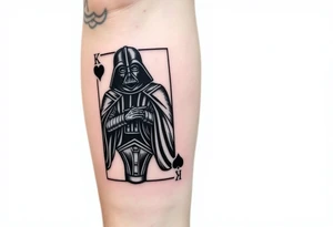 king of hearts card with arm Darth Vader tattoo idea