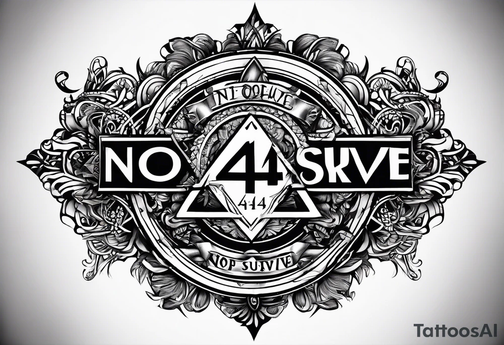 The number 44, around it the text “no one survive” tattoo idea