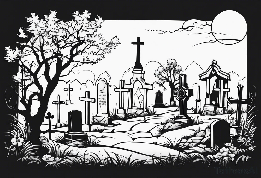 Graveyard Scene tattoo idea