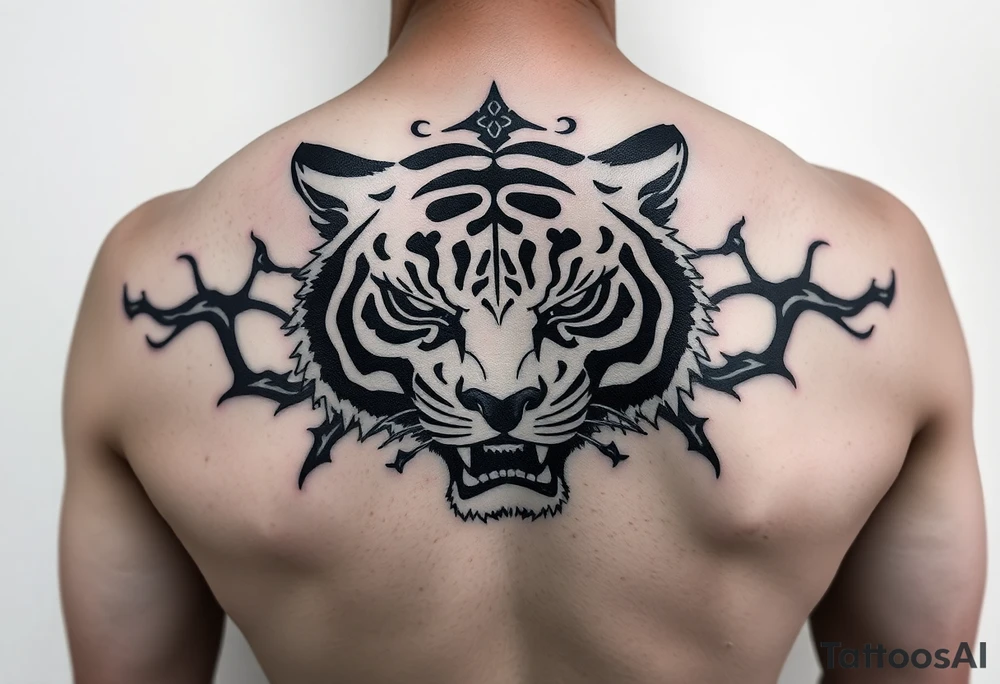 design japanese style tattoo with tiger stripe camouflage tattoo idea