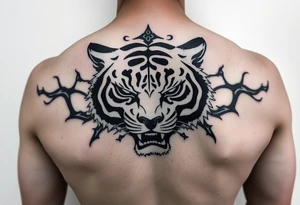 design japanese style tattoo with tiger stripe camouflage tattoo idea