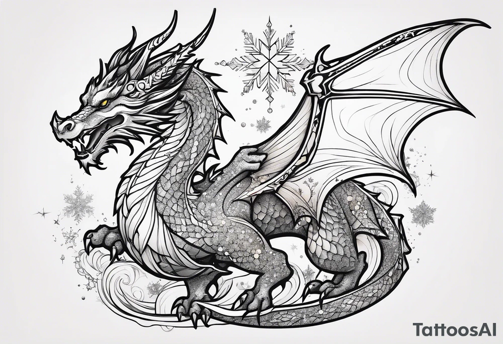 Constellation, dragon, snowflake tattoo idea