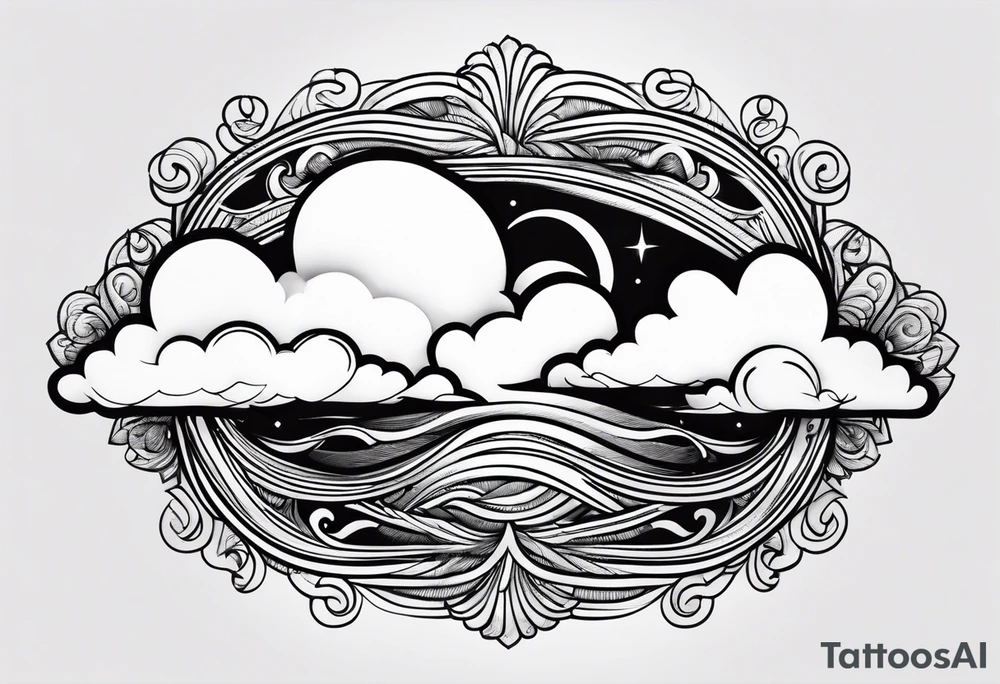 clouds swirl vignette tattoo idea