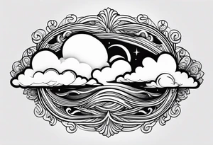 clouds swirl vignette tattoo idea