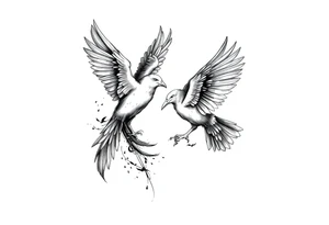 dove and raven fighting tattoo idea