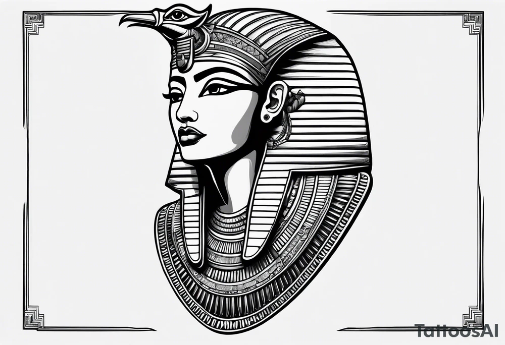 black and white Egyptian goddess Isis tattoo idea