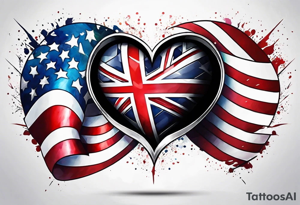 Flag inside of a heart tattoo idea