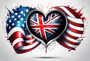 Flag inside of a heart tattoo idea