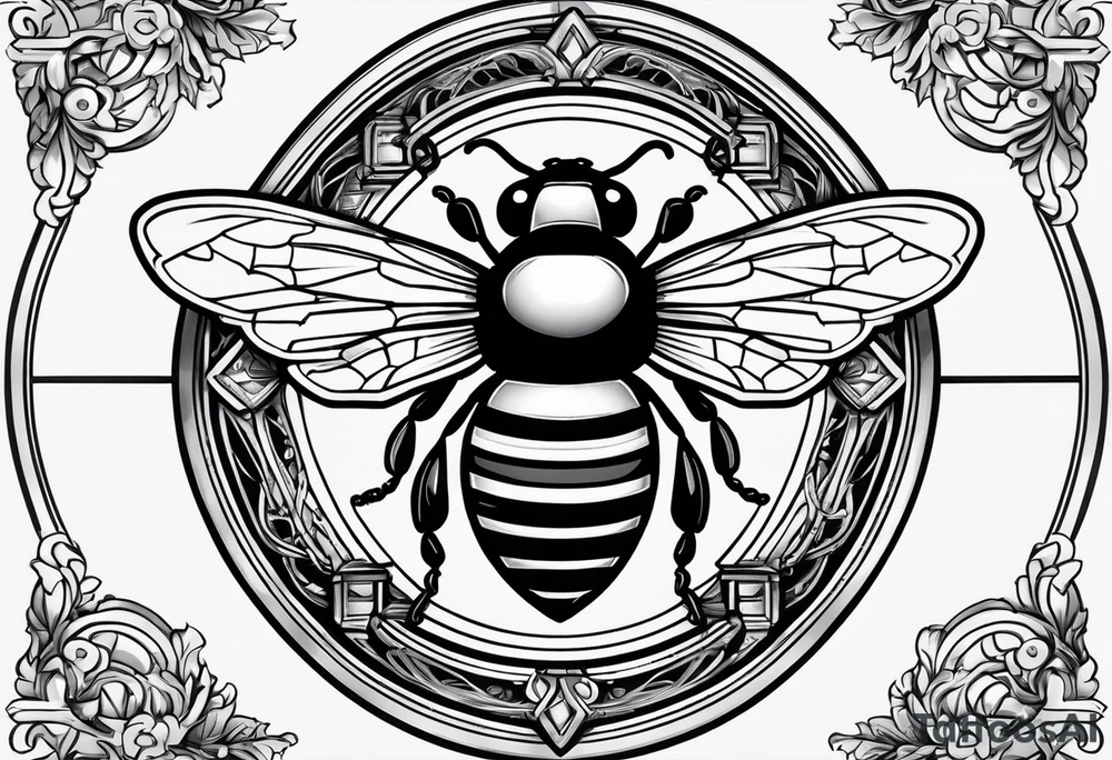 a bee inside of a emblem, like a family blazon
a bit classy and emblematic tattoo idea