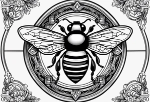 a bee inside of a emblem, like a family blazon
a bit classy and emblematic tattoo idea