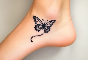 ethereal butterfly with flowing silk ribbons in moonlight tattoo idea