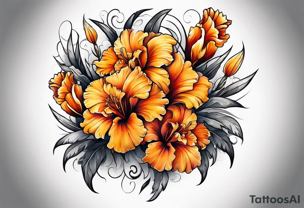 Marigold and gladiolus tattoo idea