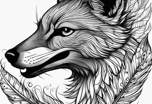 Peacock feather, wolf pup tattoo idea