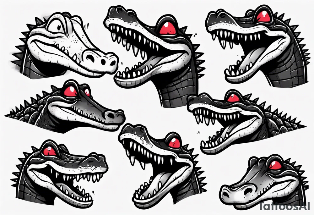 A cute cartoon crocodile crying tattoo idea