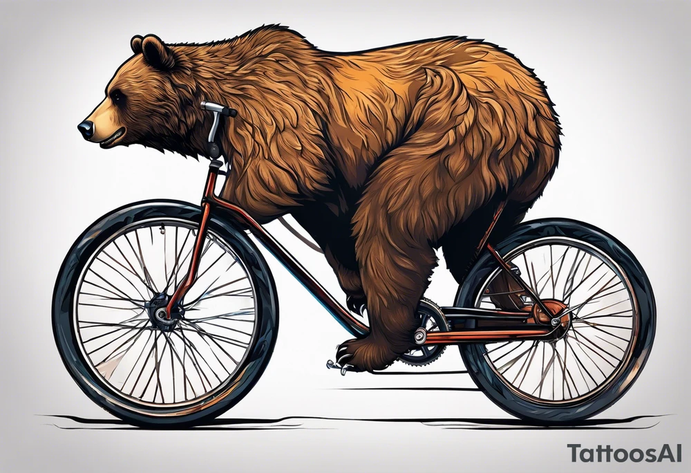 bear riding a bicycle tattoo idea