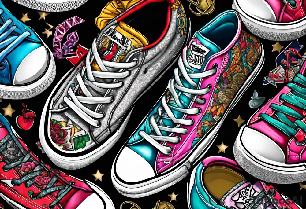 detroit , sneakers , money , girls tattoo idea