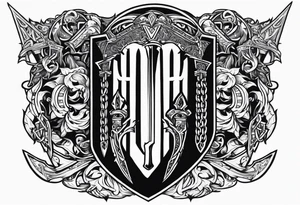 Valhalla sword  fire chains shield tattoo idea