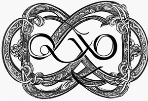 Simple Infinity symbol with a capital letter B in the center, a capital letter J in the left side, and a capital letter J in the right side tattoo idea