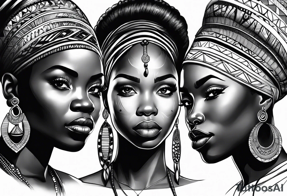 african faces cultural tattoo idea