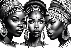african faces cultural tattoo idea