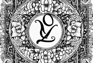 The name “odin” in script cursive writing with April birth flowers placed nicely through it and a dogs nose print at the end tattoo idea