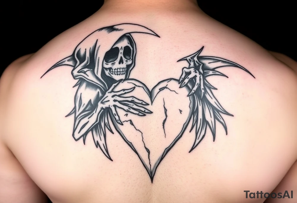 Grim reaper heartbroken tattoo idea