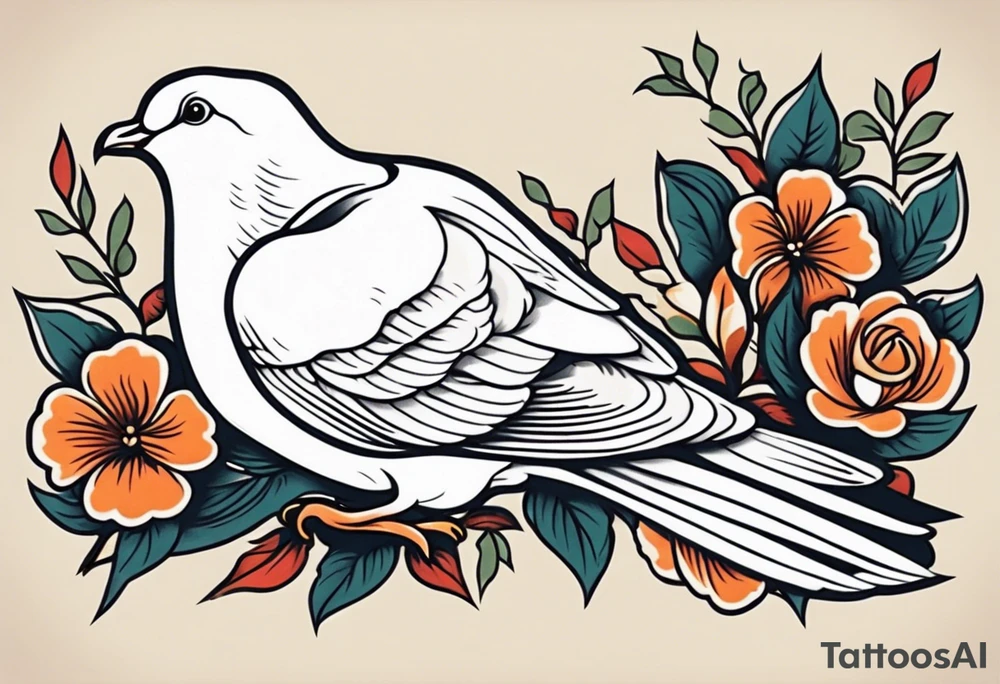vintage dove traditional tattoo tattoo idea