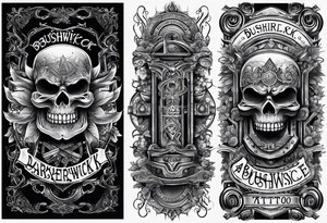 Scrolls that say “BUSHWICK” “ Darkside” “A.O.” tattoo idea